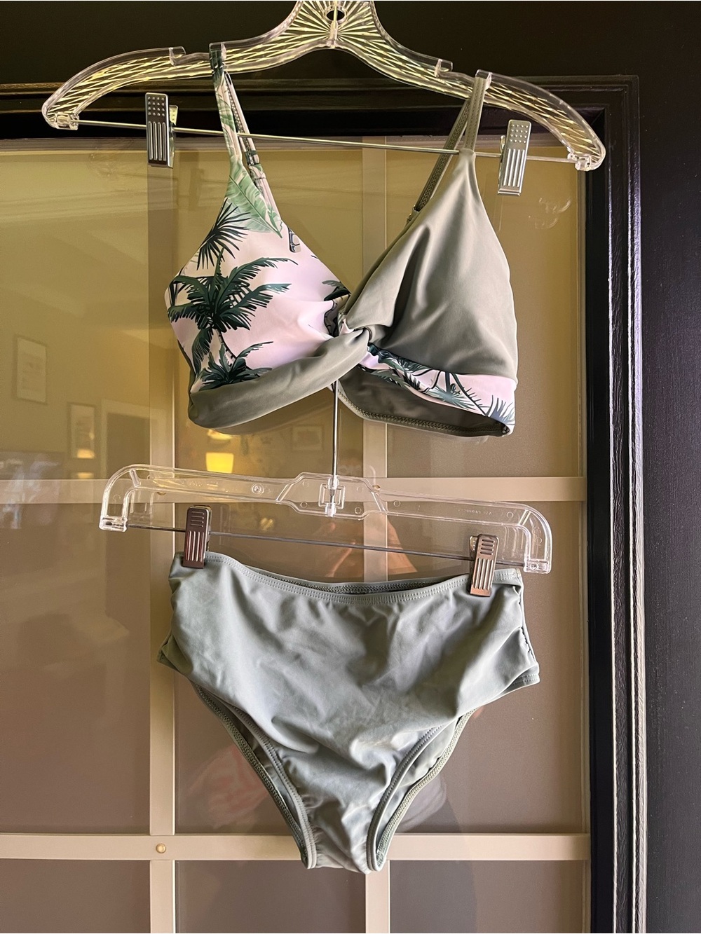 Girls' Palm Print & Sage Twist Bikini Set
